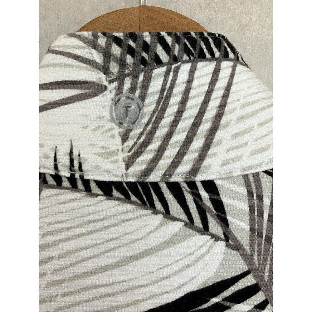 T By Talbots Mockneck Black, white, gray Palm Print Active Zip Jacket XS, UPF 50 - Picture 6 of 10